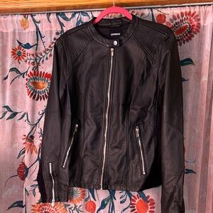 Express Women's Black faux Leather moto Jacket